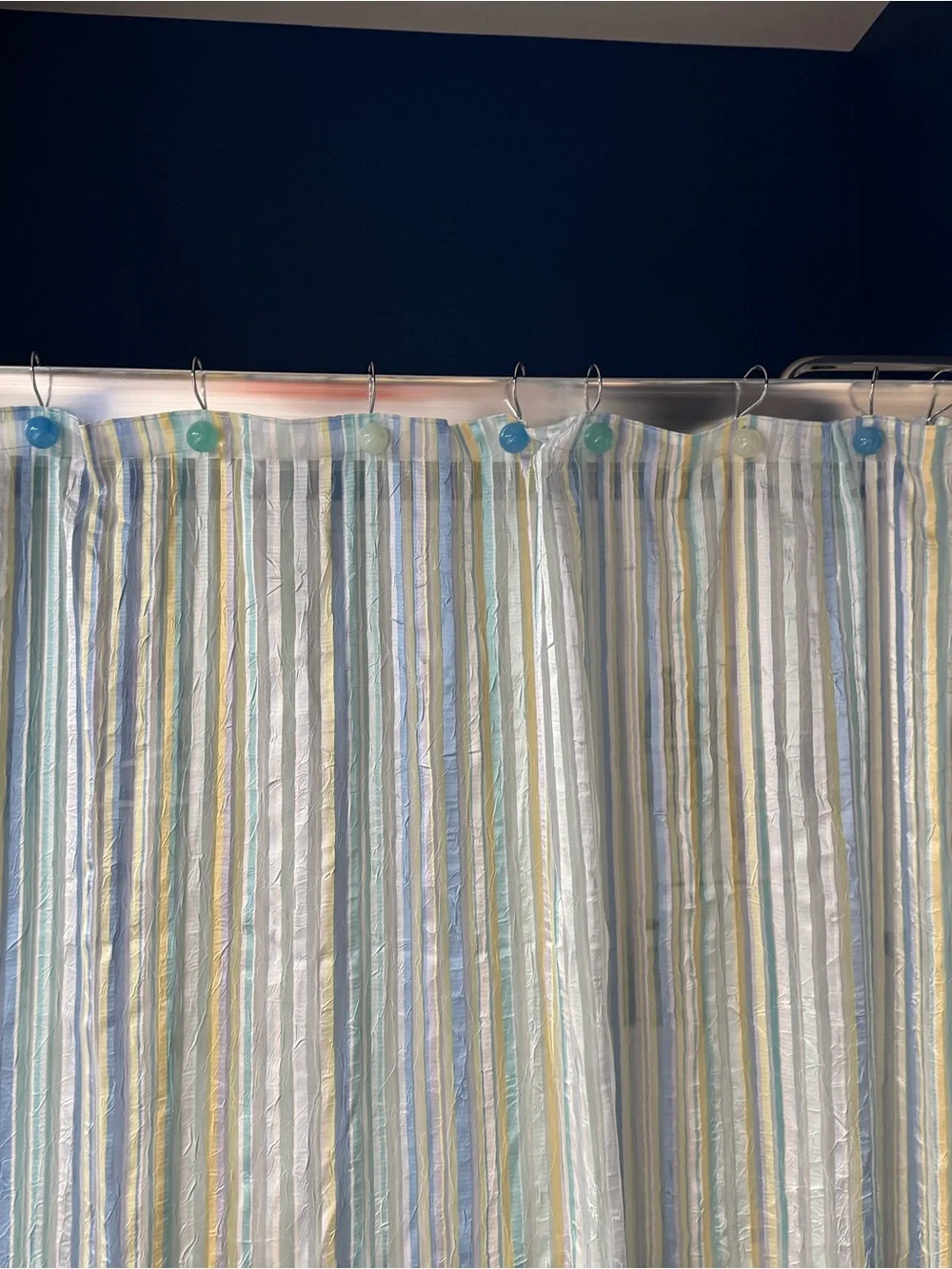 Striped Pastel Shower Curtain Panel - Blue, Green & Yellow